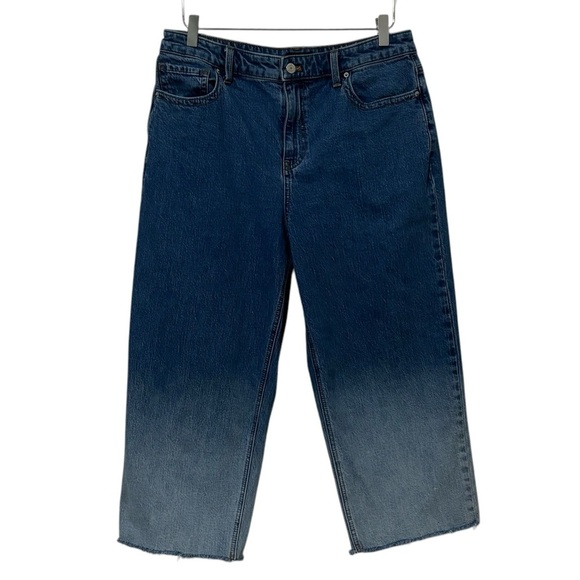 THE LOFT - SZ. 12P - THE HOFFMAN WASH - WIDE LEG CROP JEANS - OMBRE EFFECT - B10 - Picture 1 of 10